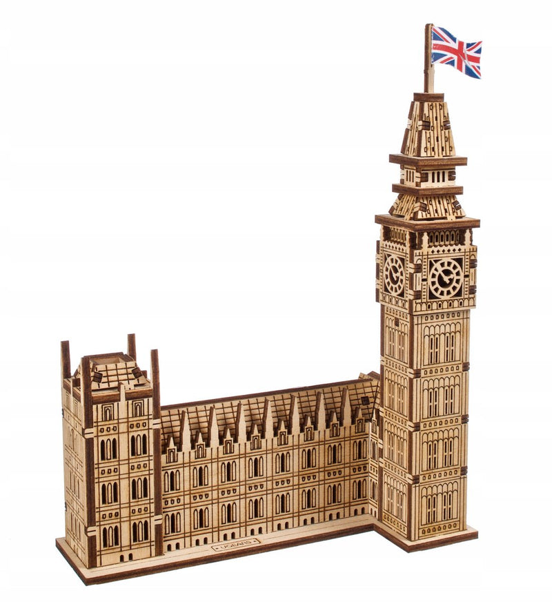 Kit di costruzione di modelli 3D in legno Ugears Big Ben - Architettura iconica - 63 parti