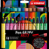 Stabilo pen 68 max arty - viltstift met dikke beitelpunt - set 24 stuks