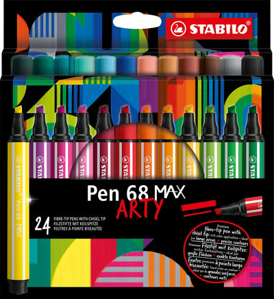Penna Stabolo 68 MAX ARTY Felf -Tip Penna con Spessa picco di scalpello 24 Colori
