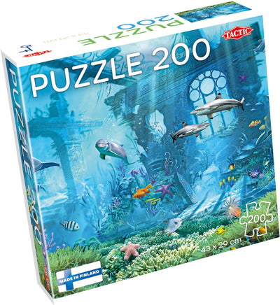 Avventura tattica in mare – Puzzle – 200 pezzi – Mondo sottomarino con delfini, squali e pesci – Avventura nell'oceano per bambini – Alta qualità scandinava