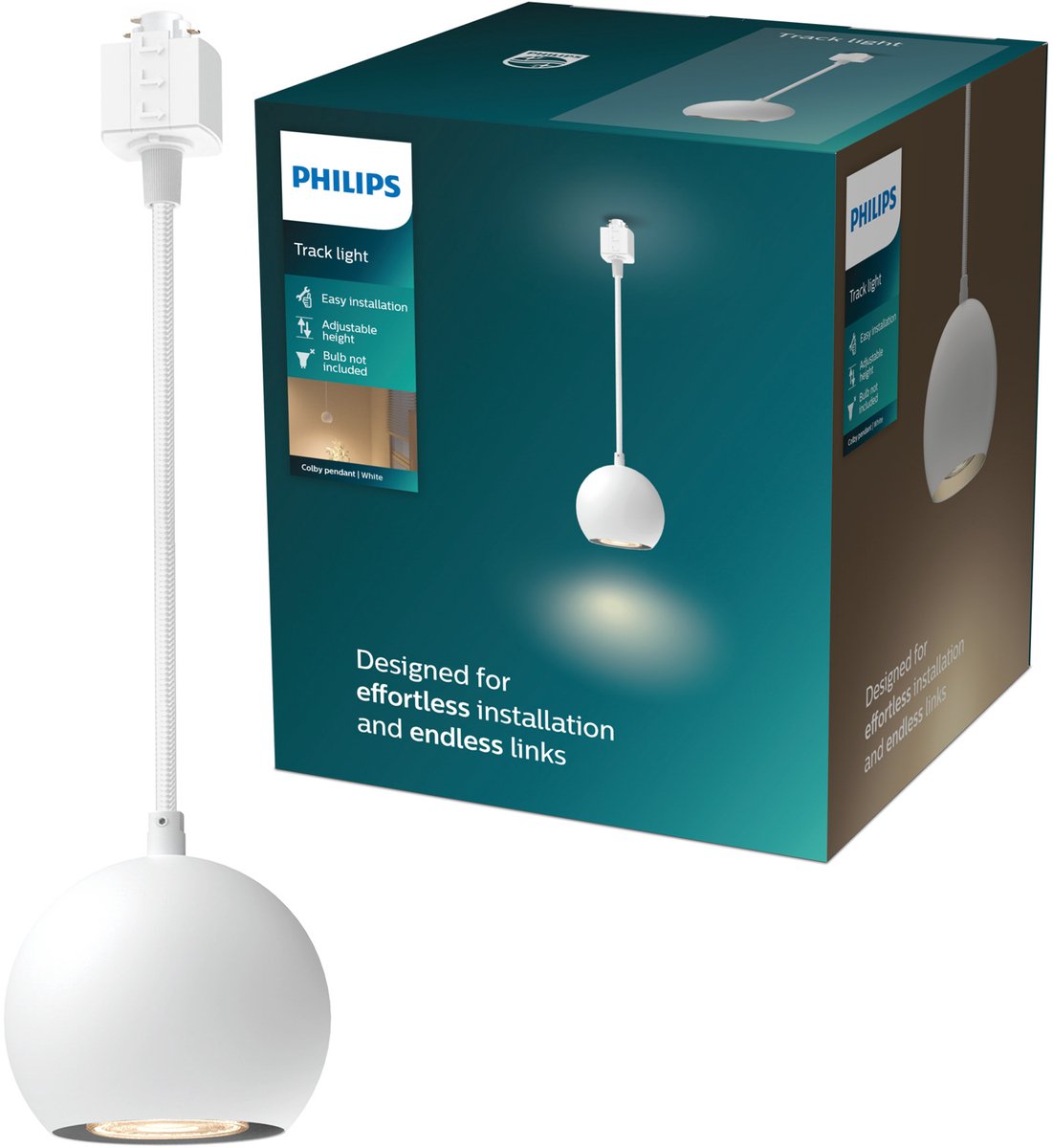 Philips led philips easylink colby - hanglamp - gu10 fitting - maximaal wattage: 7w - wit - railverlichting