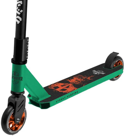 Streetsurfing Street Surfing Destroyer Stunt Scooter Principiante - Freestyle Truco Scooter - Ruedas de 100 mm - Skate Park Pro Scooter - Verde