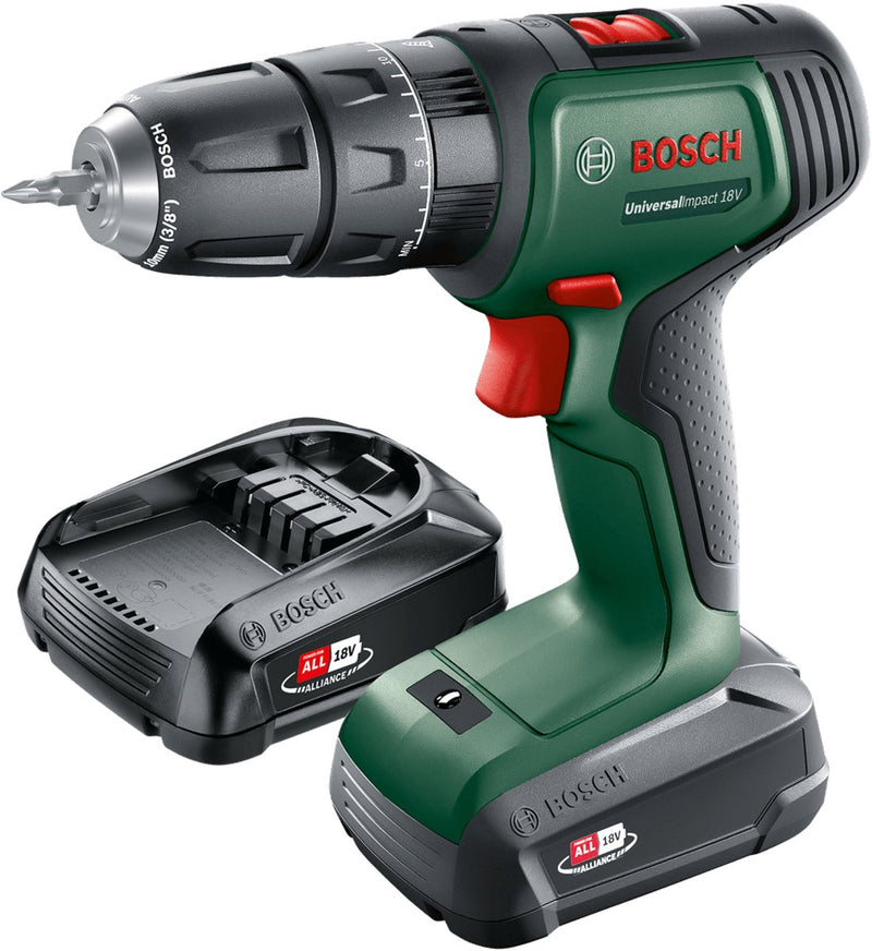 Trapano avvitatore a batteria Bosch universalimpact 18 - con 2 batterie da 18 V (1,5 Ah) e caricabatterie