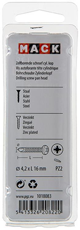 Mack 1018083 - Tornillo autoperforante con culata galvanizada. 85 piezas 4,2 x 16 mm | 5 piezas