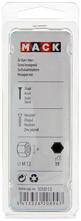 Mack 1018113 - tuerca hexagonal acero galvanizado 12 piezas m 12 | 5 piezas
