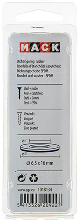 Mack 1018134 - anillo de sellado de goma galvanizado 40 piezas 6,5 x 16 mm | 5 piezas