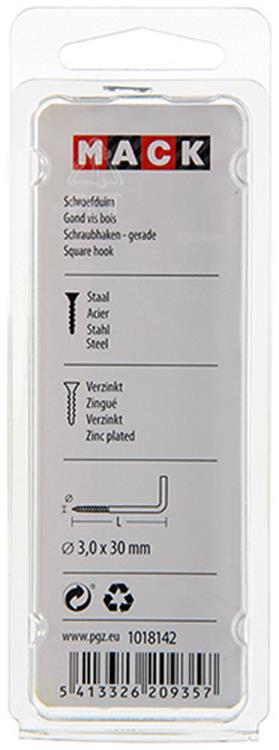 Mack 1018142 - tornillo pulgar acero galvanizado 50 piezas 3,0 x 30 mm | 5 piezas