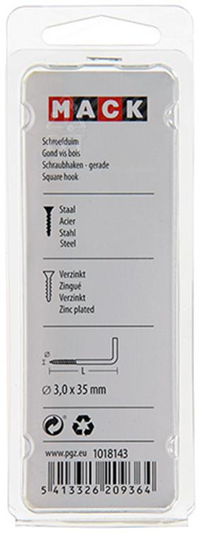 Mack 1018143 - tornillo pulgar acero galvanizado 48 piezas 3,0 x 35 mm | 5 piezas