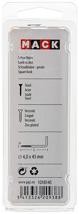 Mack 1018145 - tornillo pulgar acero galvanizado 26 piezas 4,0 x 45 mm | 5 piezas