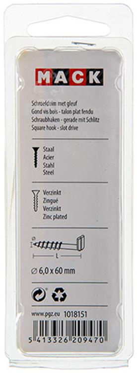 Mack 1018151 - tornillo pulgar con ranura galvanizado 12 piezas 6,0 x 60 mm | 5 piezas