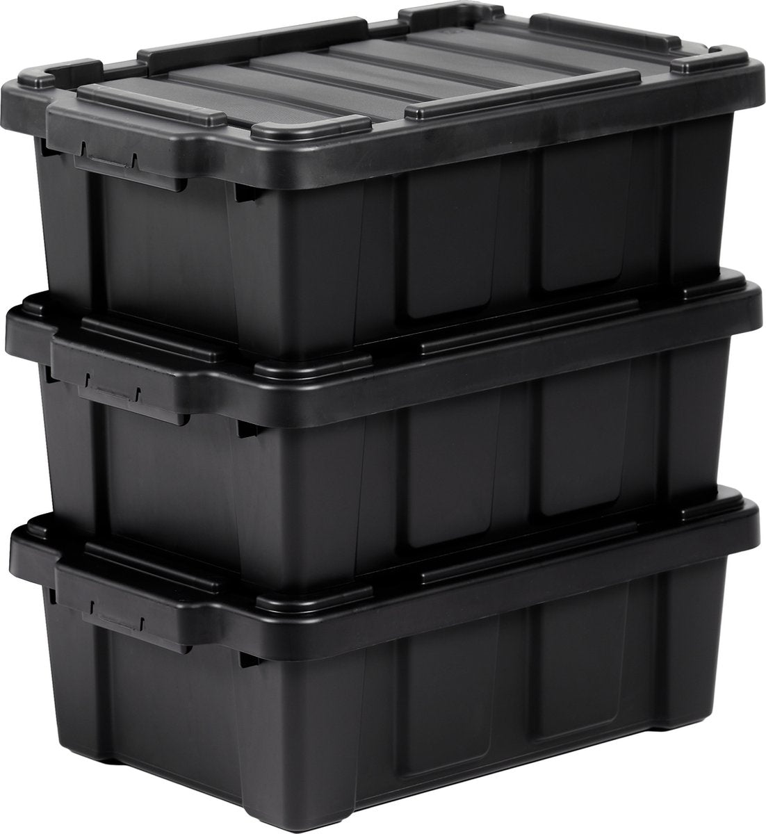 Robusta scatola portaoggetti Iris Power Box - 12,5 l - 100% plastica riciclata - nera - set da 3