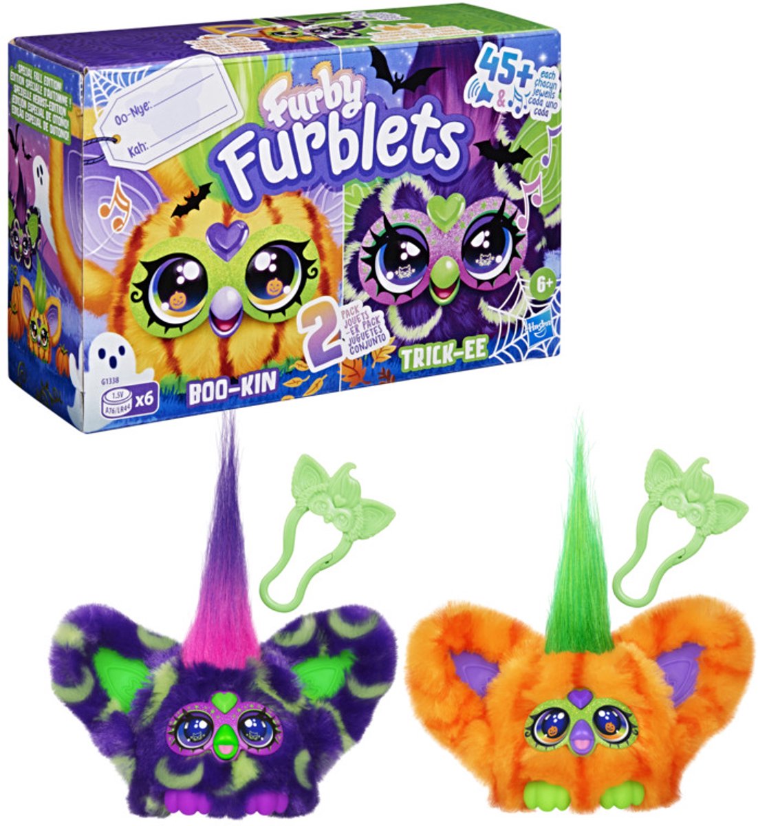 Furby furblets trick-ee e boo-kin, edizione autunnale, mini peluche elettronici duopack per ragazze e ragazzi dai 6 anni in su