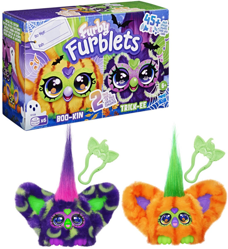 Furby furblets trick-ee e boo-kin, edizione autunnale, mini peluche elettronici duopack per ragazze e ragazzi dai 6 anni in su