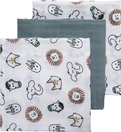 Meyco baby animal hydrophilic cloths - 3-pack - multicolour - 70x70cm