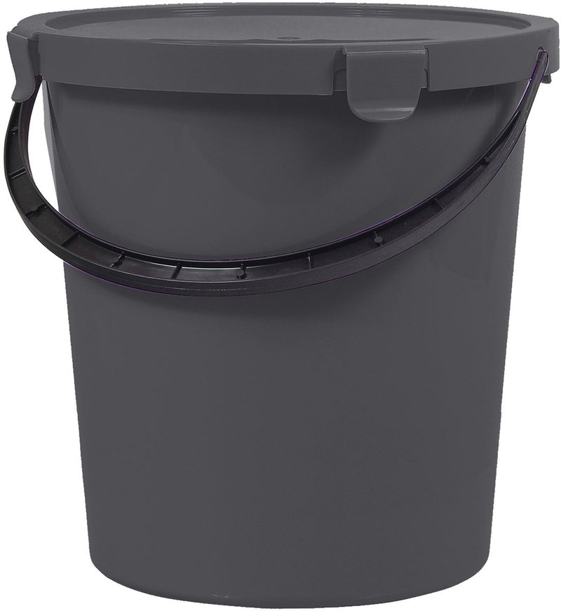 Plast team berry 5l emmer met deksel en handvat, donkergrijs