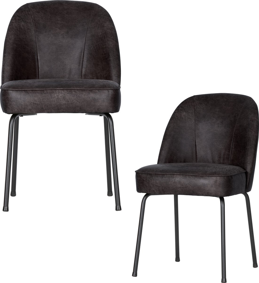 Woood vogue eetkamerstoelen - leer - zwart - set van 2
