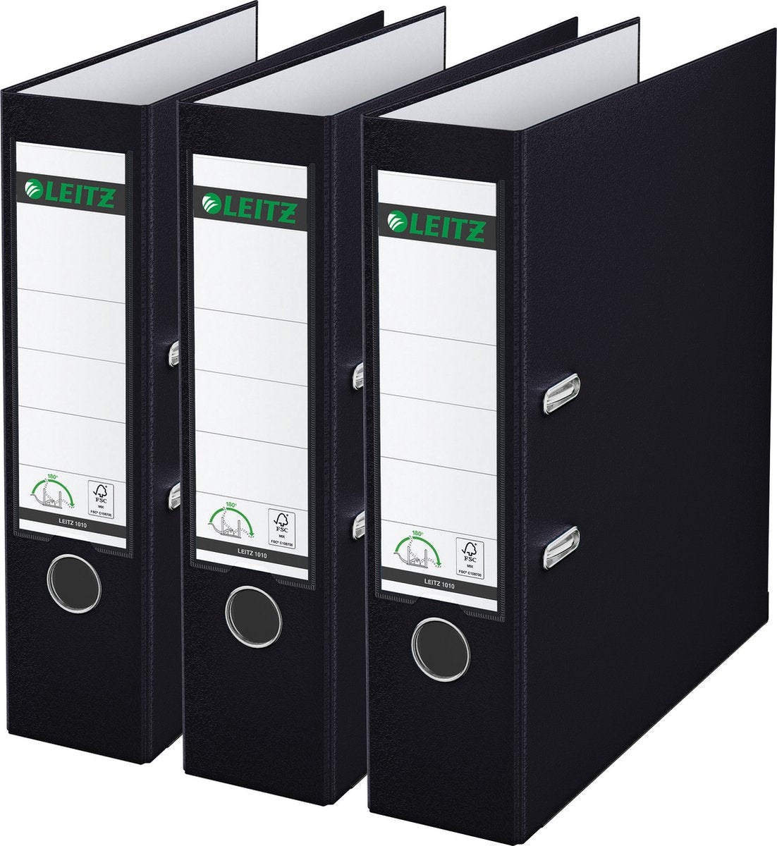 Raccoglitore Leitz 180° pp A4 - larghezza dorso 80 mm - confezione risparmio (3 pezzi) - nero