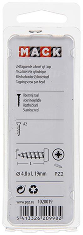 Mack 1020019 - tornillo autorroscante culata a2 30 piezas 4,8 x 19 mm | 5 piezas