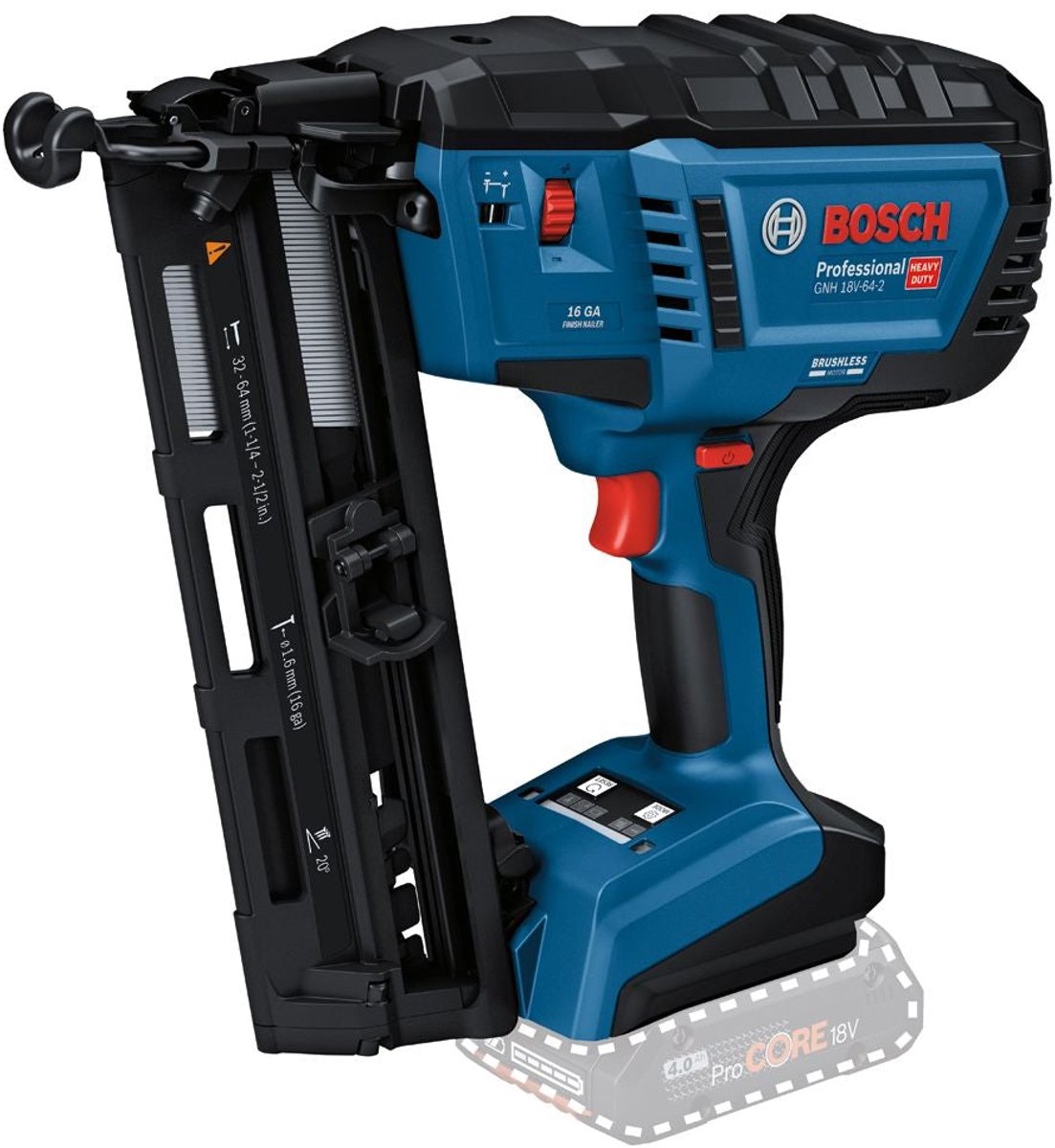Bosch professional gnh 18v-64-2 clavadora de acabado inalámbrica 16ga 18v cuerpo básico - 0601482100