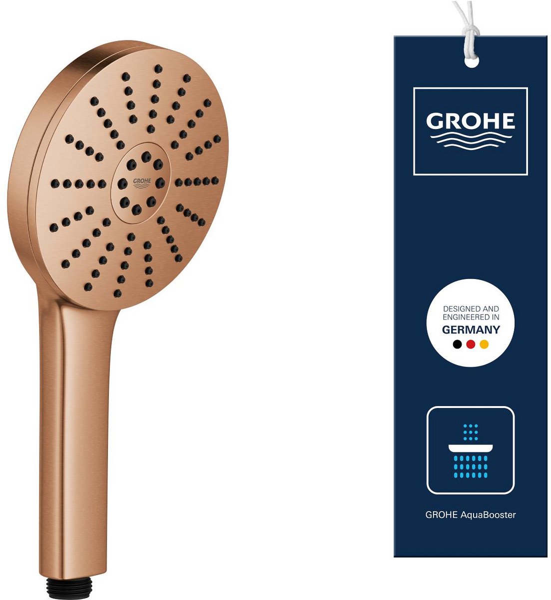 Doccetta Grohe vitalio joy+ 120 - 3 tipi di getto - aqua booster - risparmio idrico (7 l min) - spazzolato warm Sunset