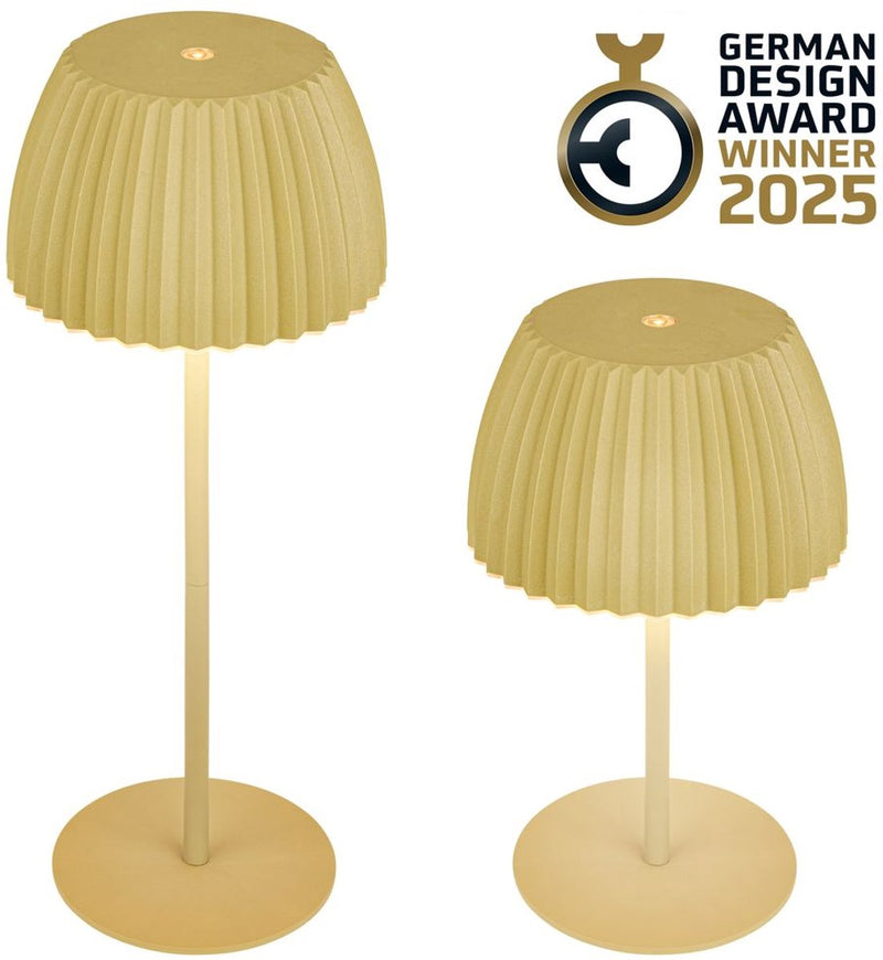 B.k.licht briloner champ - lámpara de mesa recargable - lámpara inalámbrica - regulable táctil - para interior y exterior - ganador del premio de diseño alemán 2025 - verde lima - ø14,5 x 36,5 cm