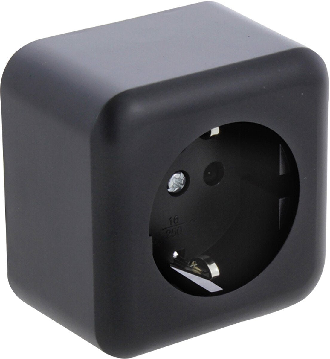 Presa Q-link - presa a muro con protezione bambini - montaggio a plafone - con messa a terra - nera