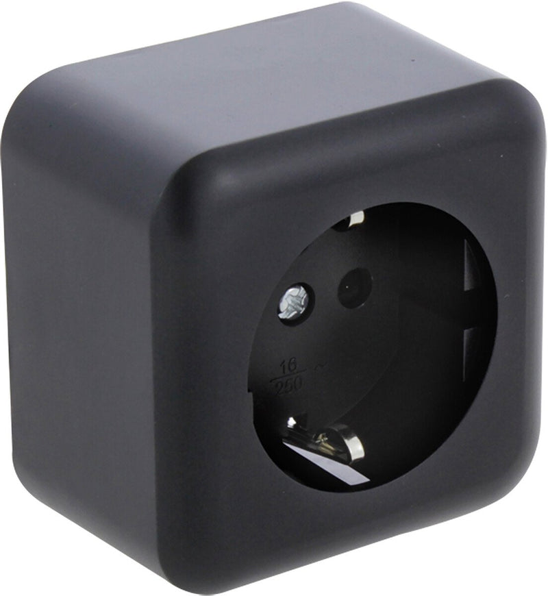 Presa Q-link - presa a muro con protezione bambini - montaggio a plafone - con messa a terra - nera