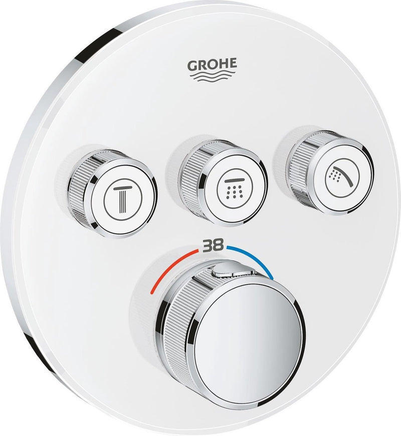 Rubinetto doccia termostatico Grohe Grohtherm smartcontrol - miscelatore da incasso - con deviatore - rotondo - bianco
