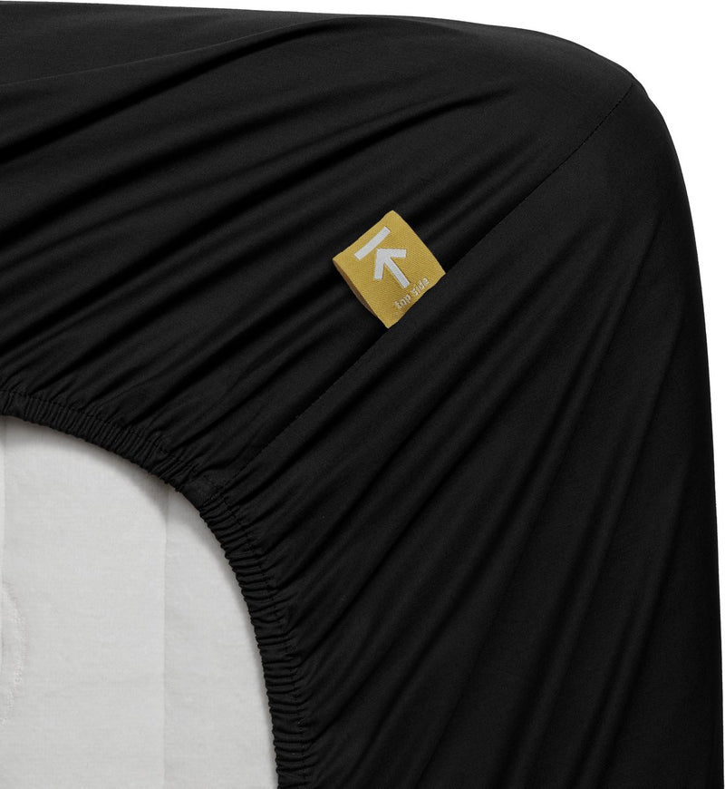 Ropa de cama de algodón percal - sábana ajustable - 90x220 - negro