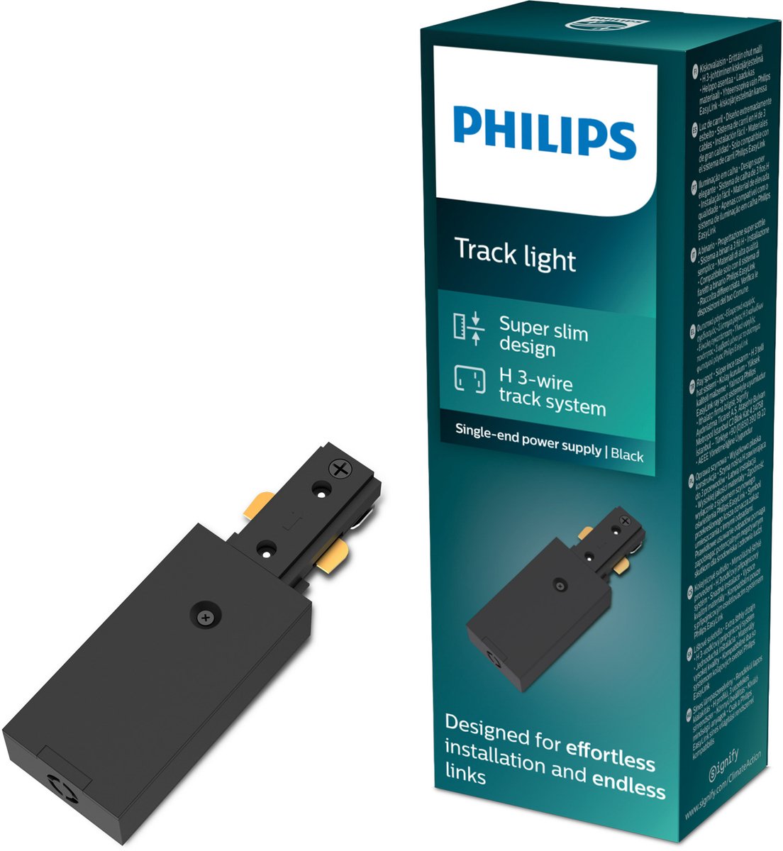 Philips led philips easylink - stroomaansluiting - zwart - railverlichting
