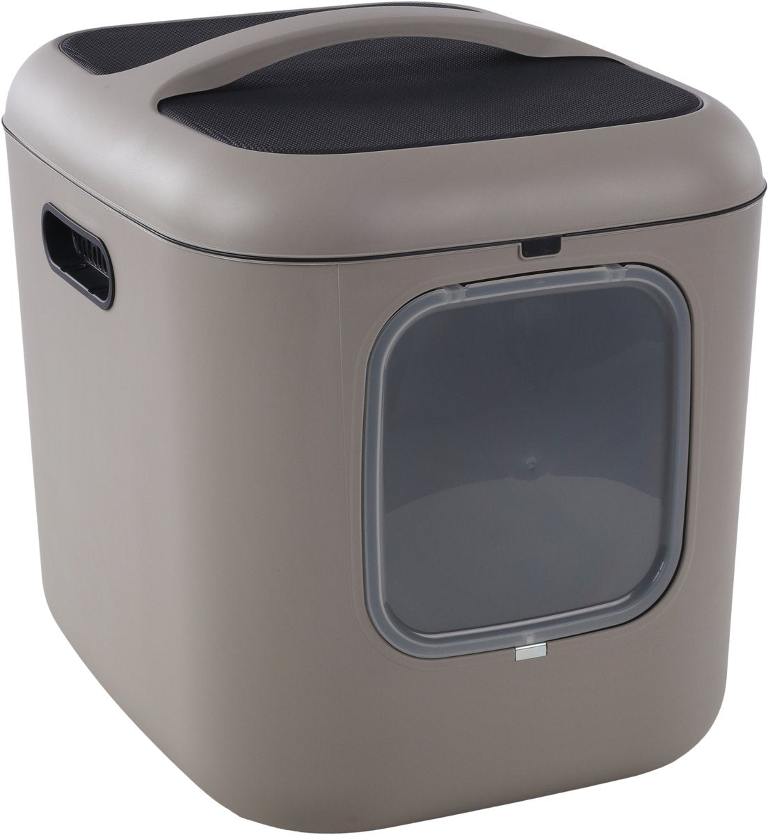Cassetta igienica Flamingo – linea design xxl – romy taupe – 61,5x50x57,5 cm – extra spaziosa – plastica riciclata – con porta magnetica, filtro al carbone – facile da pulire – per gatti grandi