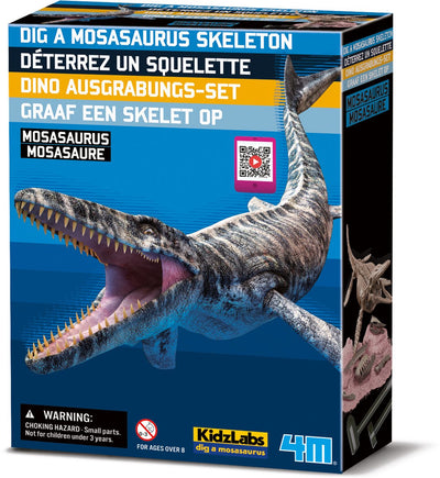 4m desentierra tu dinosaurio - mosasaurio - kit de excavación y modelo de esqueleto - kidzlabs - 8+