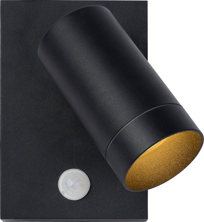 Lucide Taylor - aplique de pared para interiores y exteriores - 1xgu10 - ip54 - sensor de movimiento - negro