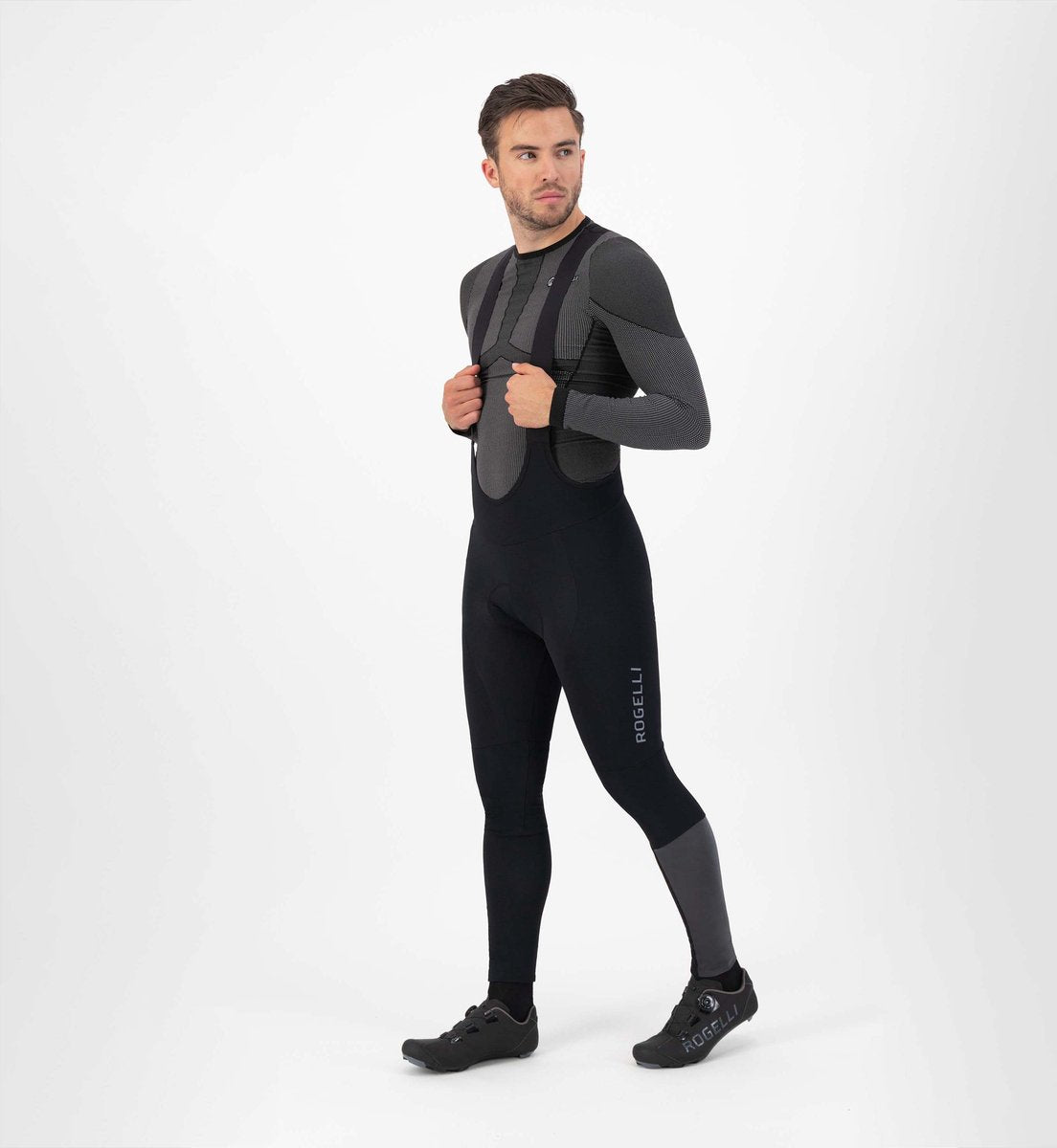 Rogelli essential hi vis fietsbroek heren - bretels - zwart - xl
