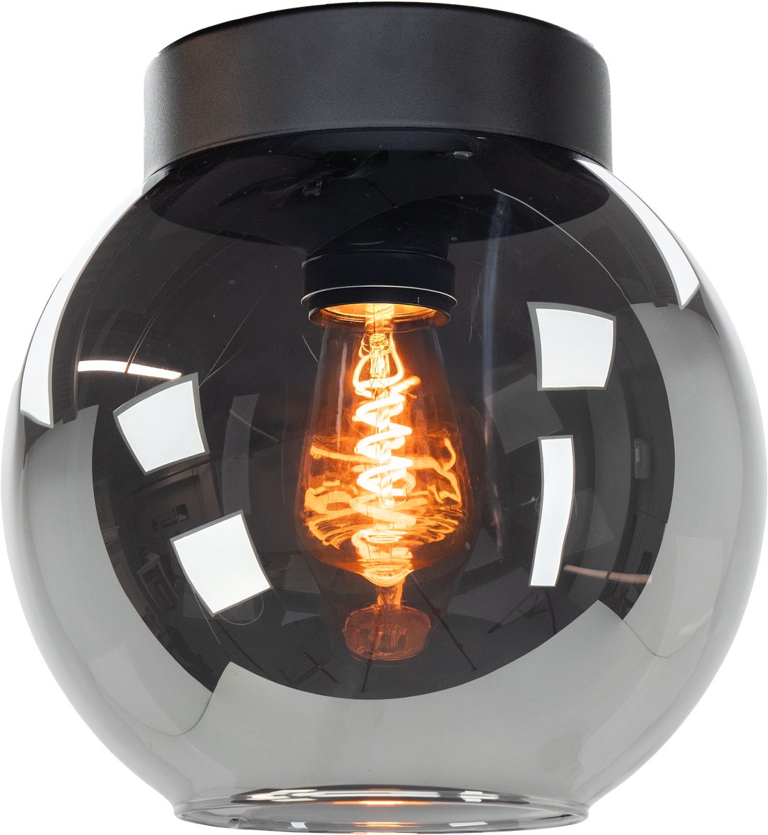 Lampada da soffitto Eglo centara - e27 - ø 20 cm - vetro fumè nero