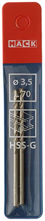 Mack 1018402 - taladro para metal hss g din 338 ø 3,5 x 70 mm 2 piezas | 5 piezas