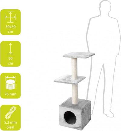 Ebi Cat Scraping Post Palazzo Classic 30x30x90 cm Gray