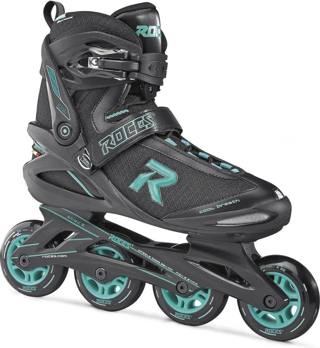 Icon inline skates softboot dames 80 mm 82A zwart aqua maat 40