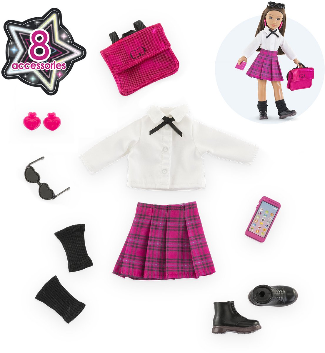 Corolle Girls Ropa de muñecas de estudiante inglés