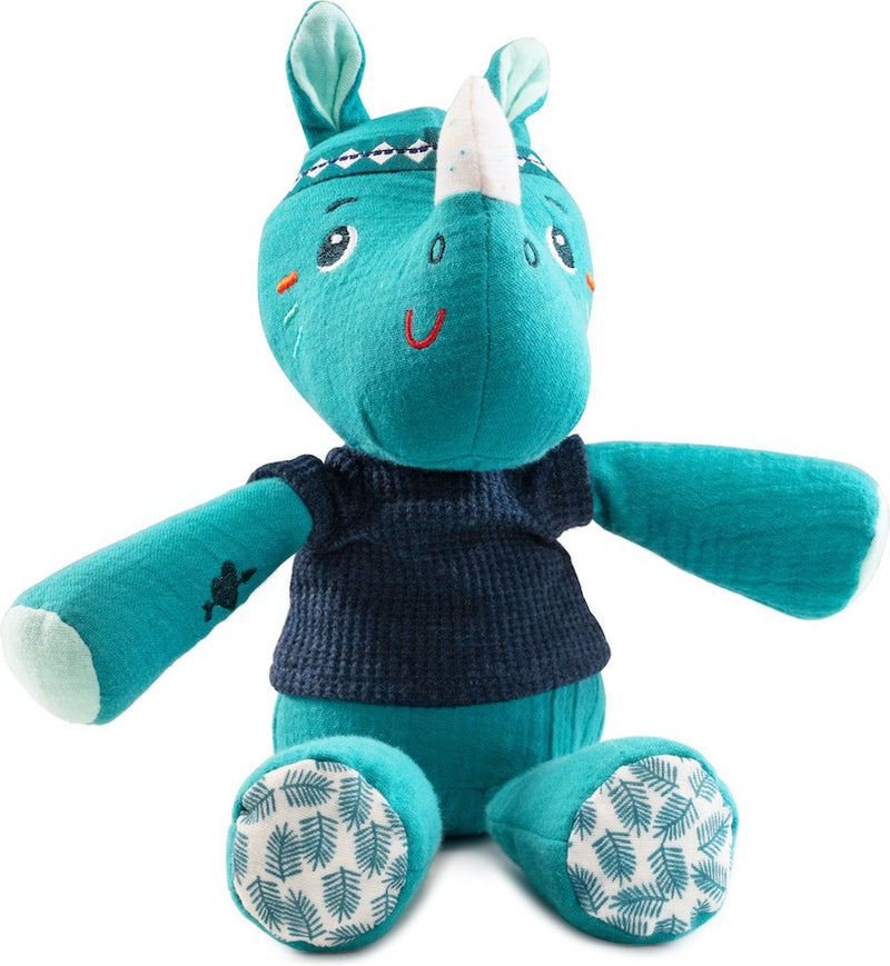 Lilliputiens - Peluche en caja de regalo Marius el rinoceronte - Peluche de algodón orgánico - A partir de 3 meses