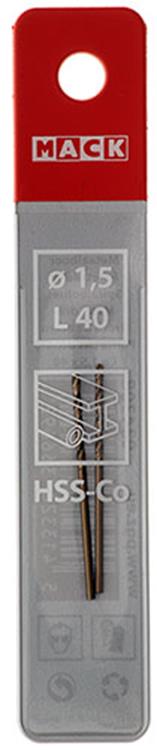 Mack 1018419 - taladro metal hss co5% din 338 ø 1,5 x 40 mm 2 uds | 5 piezas