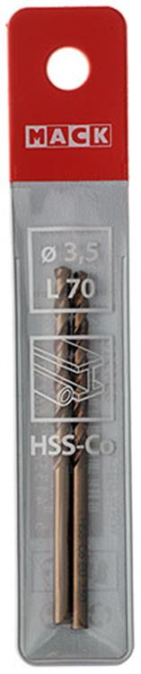 Mack 1018423 - taladro metal hss co5% din 338 ø 3,5 x 70 mm 2 uds | 5 piezas