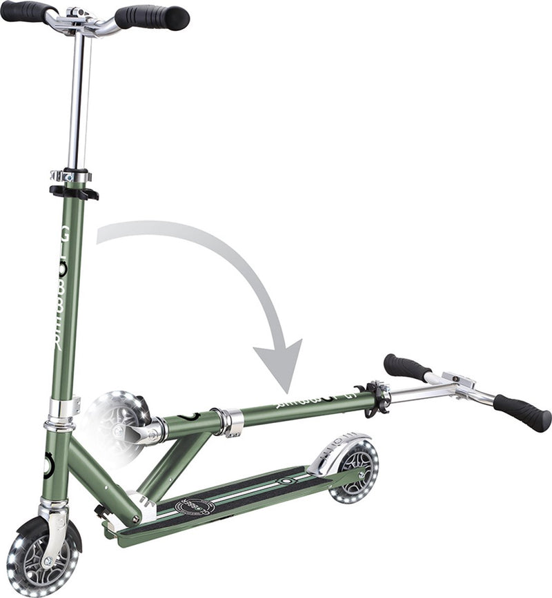 Monopattino per bambini Globber - flow - verde cromato - ruote luminose - pieghevole - da 5 anni