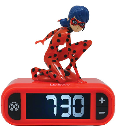Lexibook - miraculous digital alarm clock with night light snooze, clock, luminous ladybug, red - rl800mi