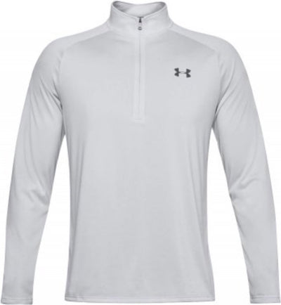 Maglia sportiva da uomo Under Armour UA Tech 2.0 1 2 Zip Grigia - Halo Grey - Bianca