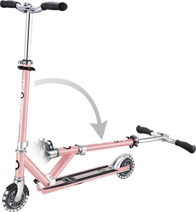 Globber kinderstep - flow - roze chrome - lichtgevende wielen - vouwbaar - vanaf 5 jaar