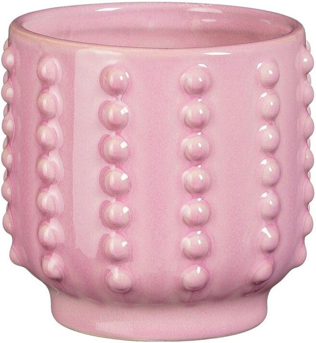 Mica decorations bloempot boaz - gebobbeld - roze - 13 x 14 cm