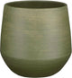 Mica decorations plantenpot - terracotta - donkergroen relief - d24 h23 cm - bloempot