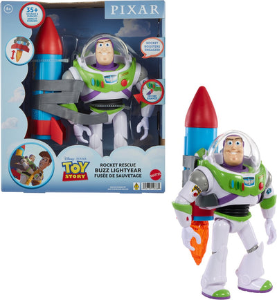 Personaggio giocattolo Mattel Pixar Buzz Lightyear con razzo - grande action figure.