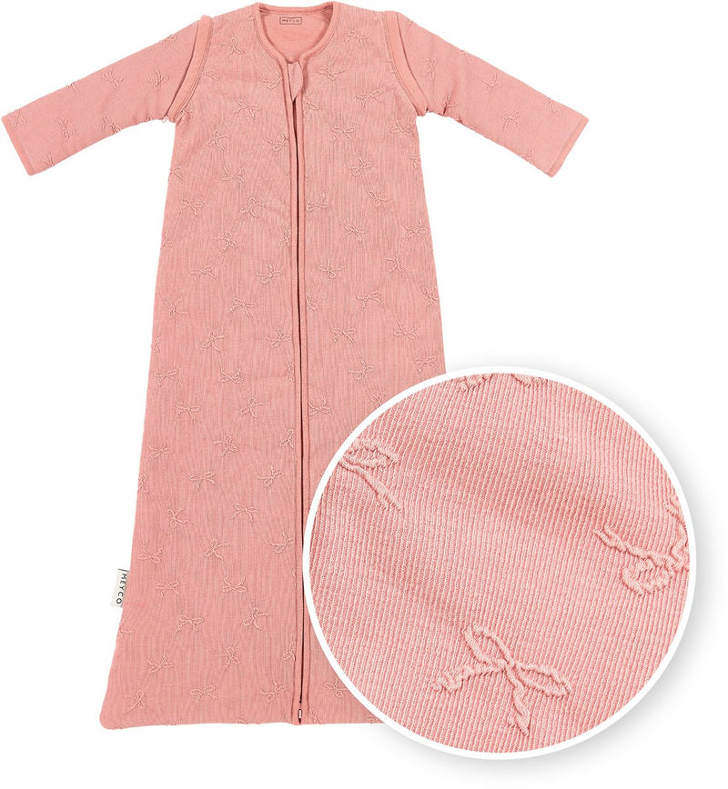 Meyco baby studio collection saco de dormir para bebé con lazo y mangas con cremallera - rosa - 90 cm - 2,5 tog